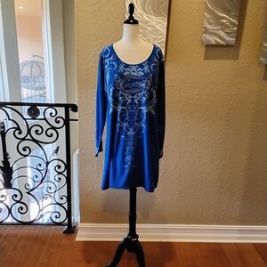 Elegant Blue Long Sleeve Dress
